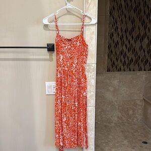 Orange and White Spaghetti Strap Dress